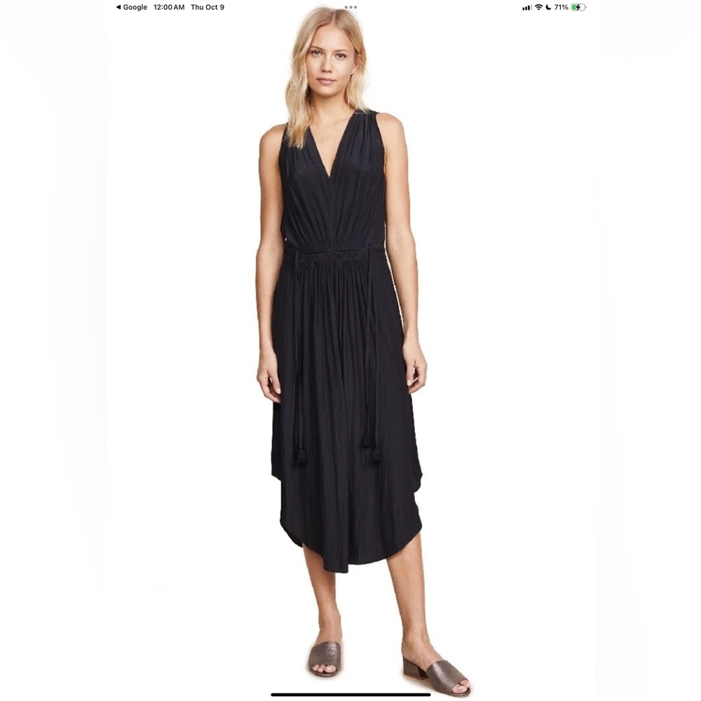 Like New Ramy Brook Navy Hayley handkerchief hem Midi Dress, MSRP $425, S
